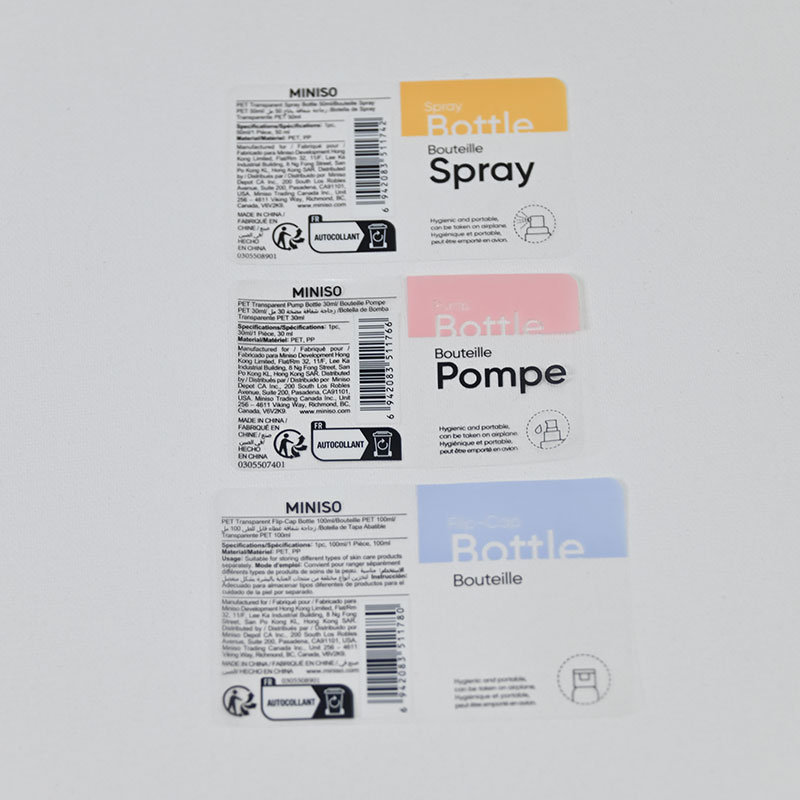 PET Transparent Stickers Self-Adhesive Waterproof Durable Matte Gloss Lamination Clear Labels for Spray Refillable Bottle