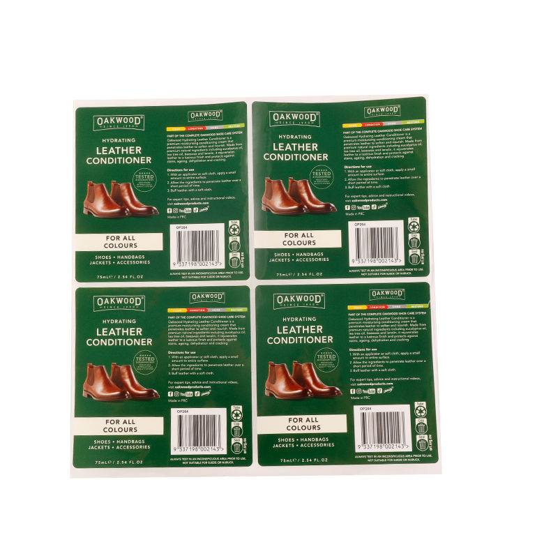 Custom Shoe Polish Labels CMYK Gloss Varnishing Waterproof Self-Adhesive Soil Wear Resistance Label Stickers