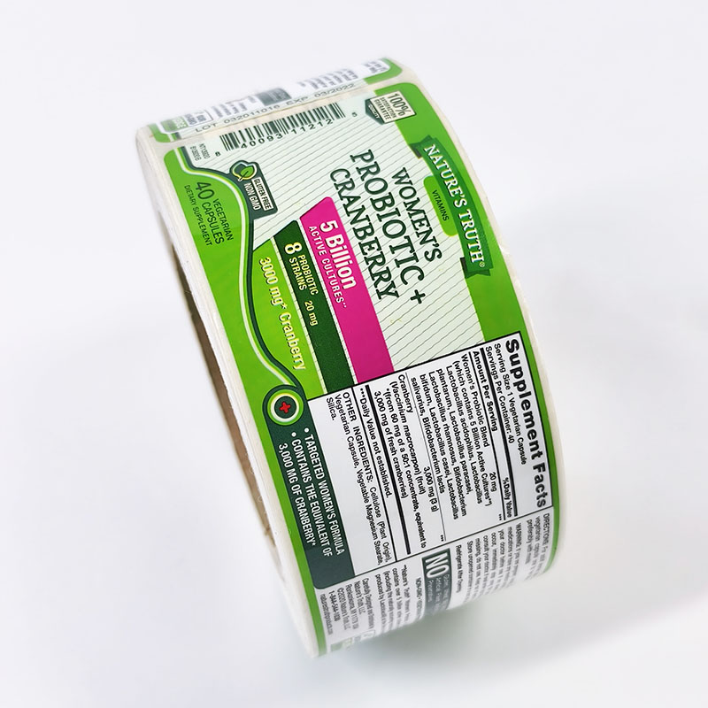 Waterproof Glossy Health Product Label Non-dry Adhesive Food Supplement Bottles Gold Foil Vinyl Packaging Labels