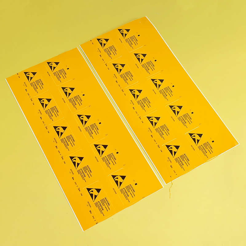 Customize Security Labels Waterproof Custom Warning Adhesive Orange PVC Advertising Paper Stickers for Machine