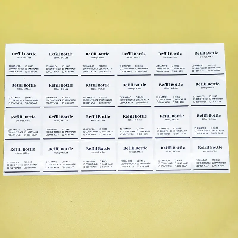 Custom Die Cut Clear Label Printed Transparent Stickers Waterproof Vinyl Travel Product Labels for Refill Bottle