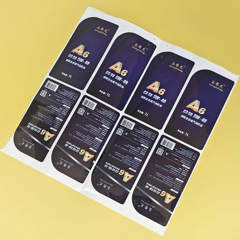 Custom Printing Roll Die Cut Waterproof Vinyl Front and Back Package Labels Gloss Engine Oil Label Sticker